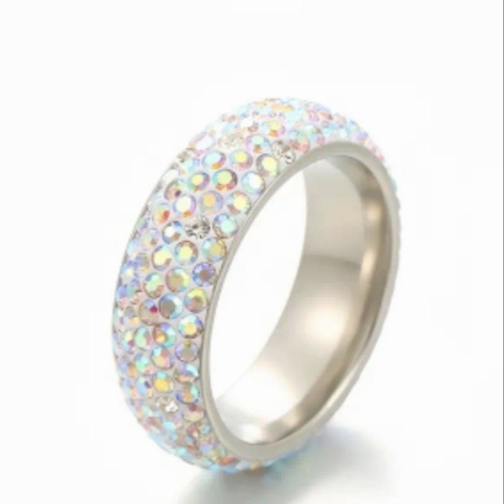 Sparkling Silver and Mini Diamonds Custom Ring Size 7